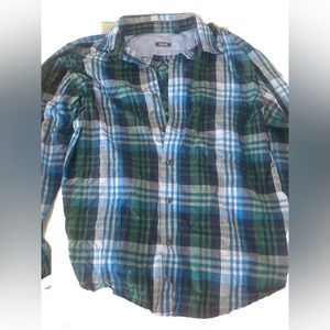 Izod Men’s Blue and Green Plaid Men’s Button Down Shirt